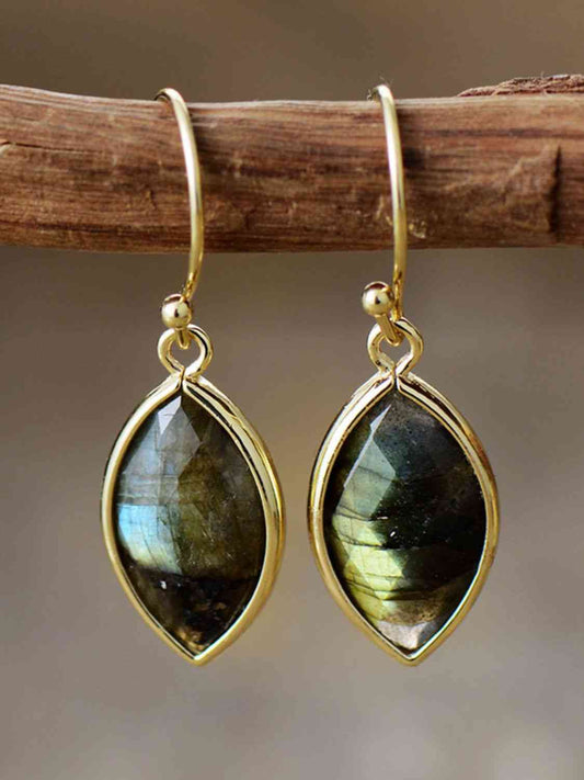 Olive Natural Stone Dangle Earrings