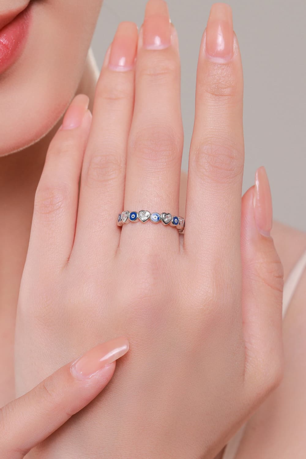 Silver Heart & Eye Ring