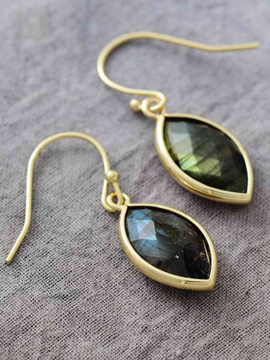 Olive Natural Stone Dangle Earrings