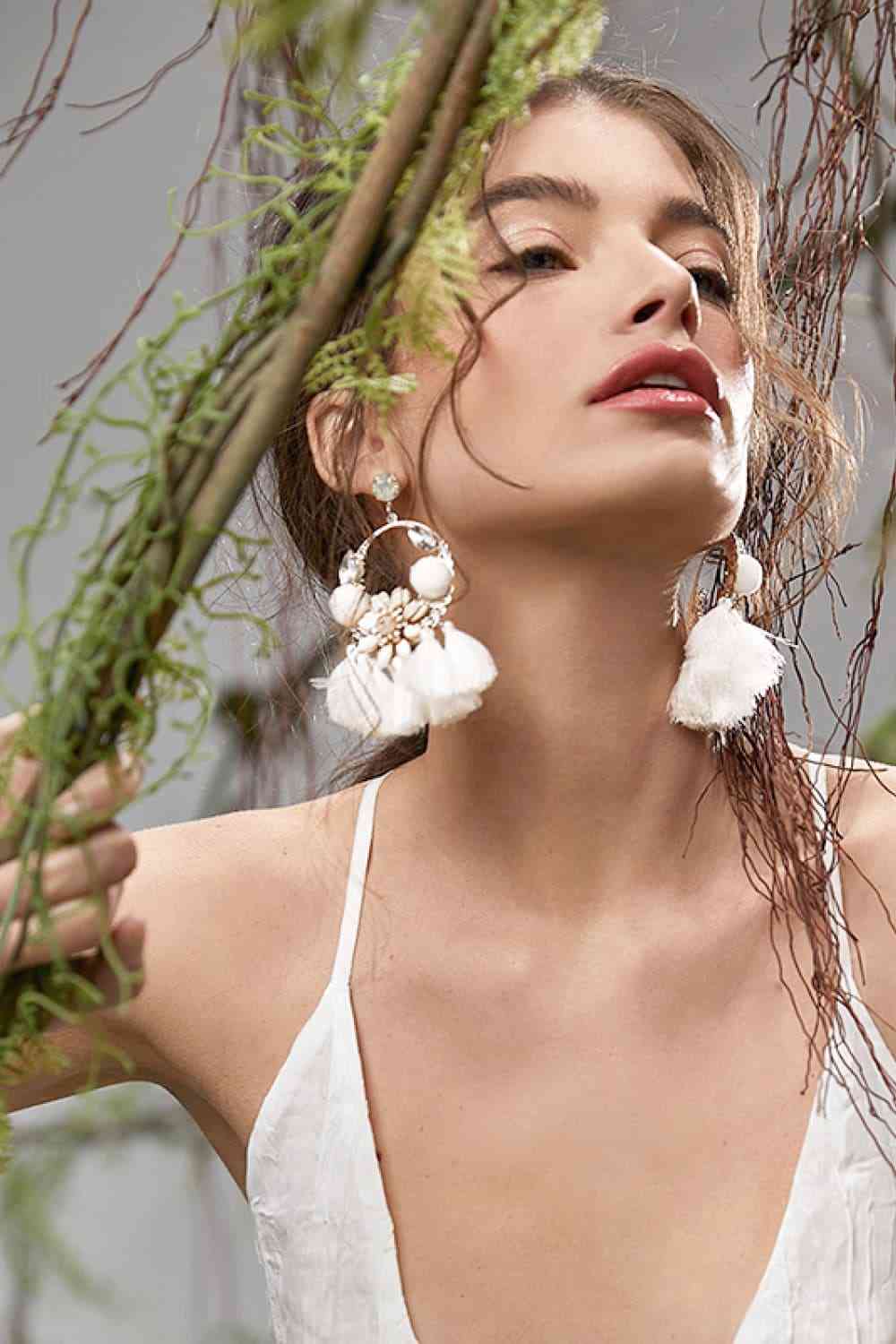 Dove Feather Dangle Earrings