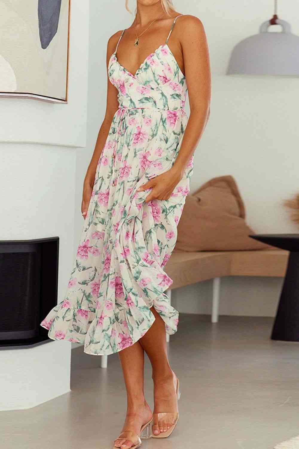 Floral Spaghetti Strap Midi Dress