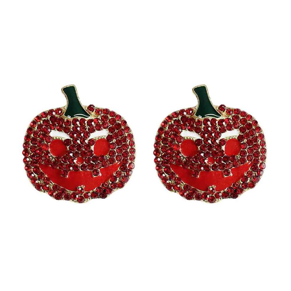 Pumpkin Rhinestone Alloy Earrings