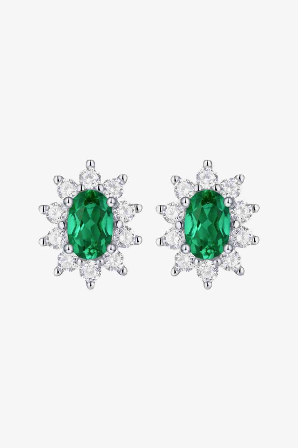 1 Carat Lab-Grown Emerald Stud Earrings