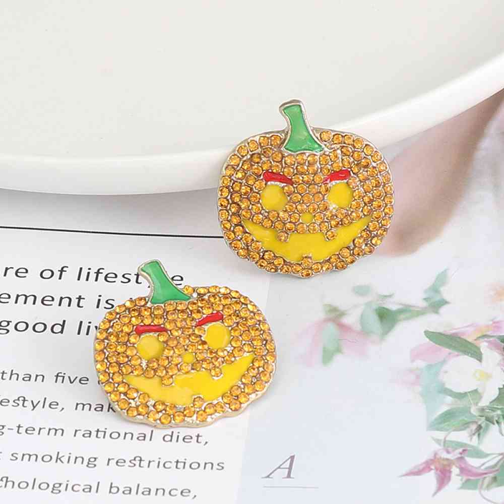 Pumpkin Rhinestone Alloy Earrings