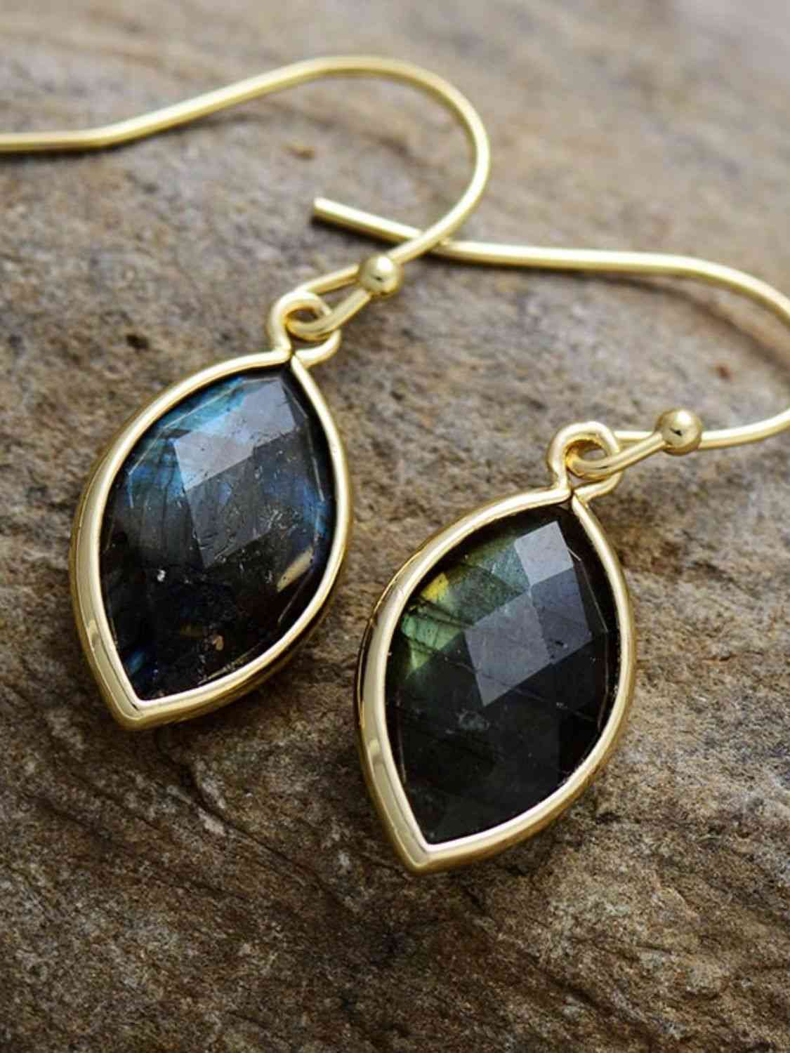 Olive Natural Stone Dangle Earrings