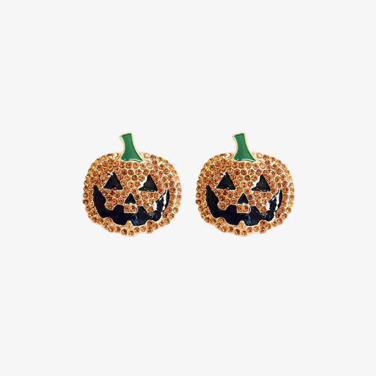 Pumpkin Rhinestone Alloy Earrings